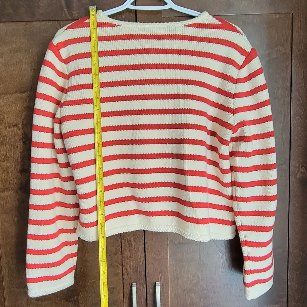100% Cotton Superb Quality Luxurious Red and White Striped Cardigan Heavy & Warm - Picture 11 of 13